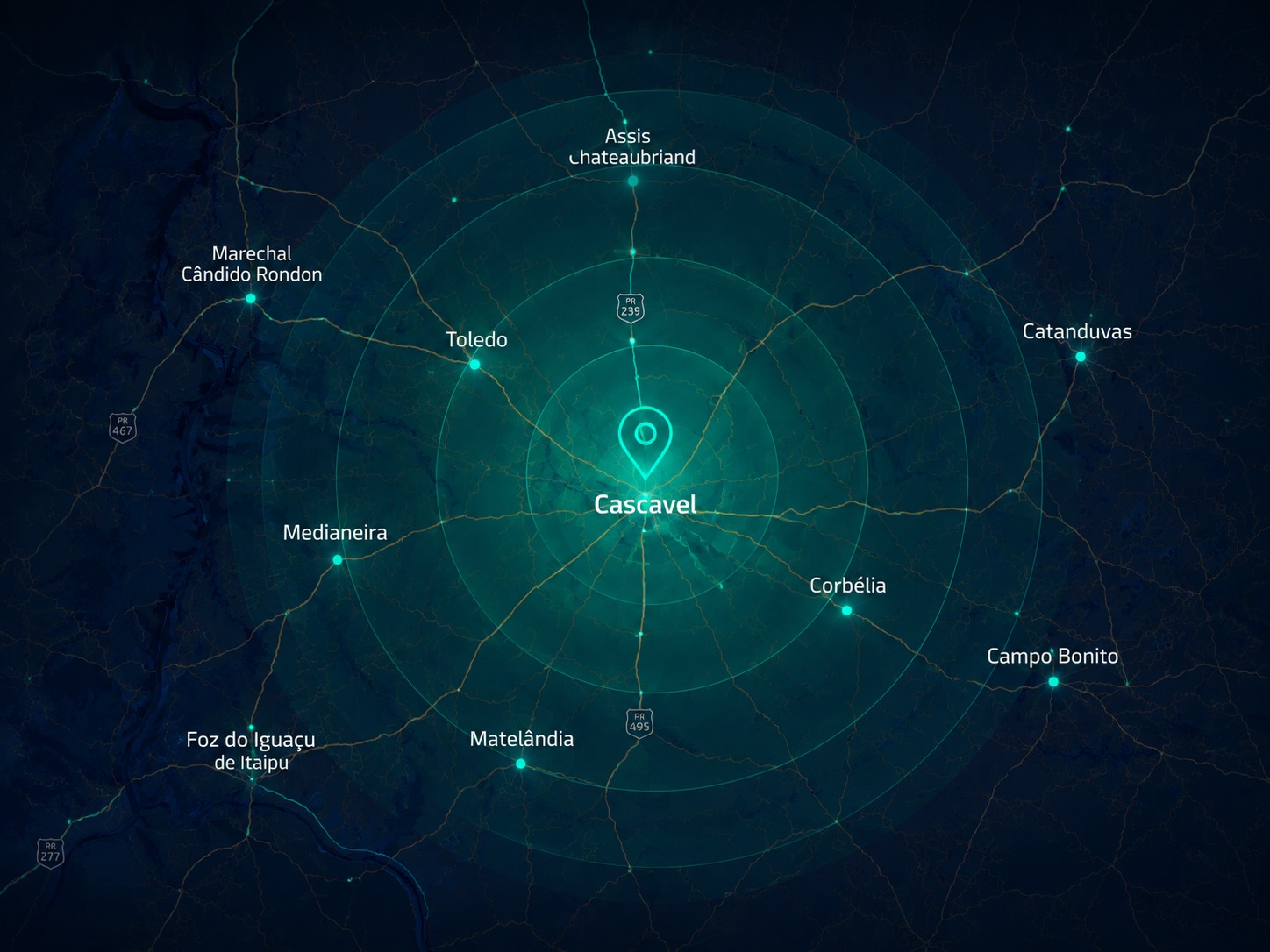 Mapa região Oeste do Paraná